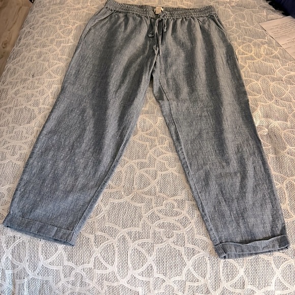 J.Crew blue chambray Cotton drawstring cuffed ankle pants, women’s size 10